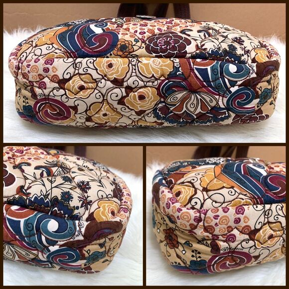 BRIGHTON Multicolor Floral Heart-Quilted Stitched Cotton Canvas Satchel - Picture 3 of 16